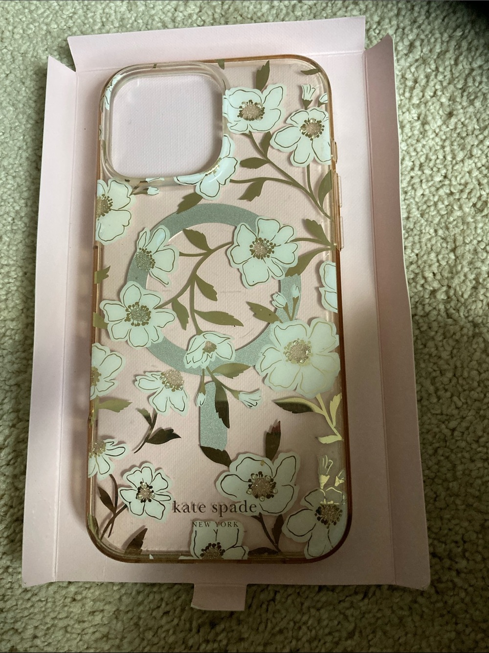 kate spade Floral Clear Pink iPhone Case with Mint and Gold Accents